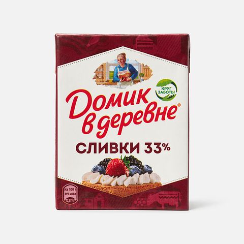 Изображение товара Сливки Домик в деревне, 33%, 200 г