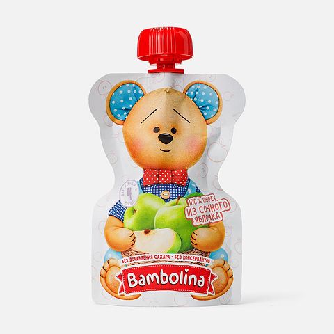 Изображение товара Из Беларуси: Яблочное пюре Bambolina, без сахара, с 4 месяцев, 100 г