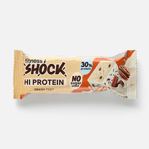 Изображение товара Батончик FitnesShock, 30% протеина, без сахара, глазированный, пекан-тарт, 40 г