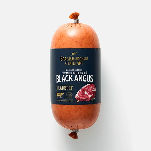 Изображение товара Варёная колбаса Владимирский стандарт, Black Angus, с мраморной говядиной, 430 г