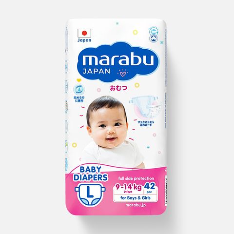 Изображение товара Подгузники Marabu размер L, 9-14 кг, 42 штуки, 1 шт.