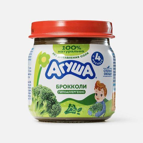 Изображение товара Пюре Агуша Первая ложка, брокколи, с 4 месяцев, 80 г