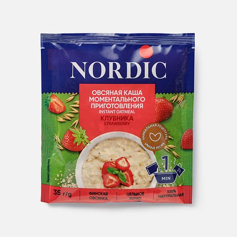 Изображение товара Овсяная каша Nordic, с клубникой, 35 г