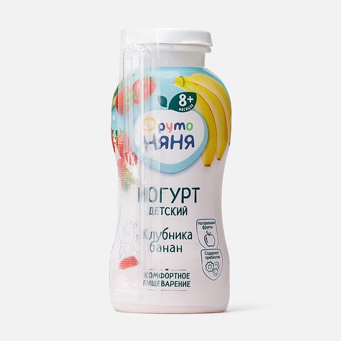 Изображение товара Питьевой йогурт ФрутоНяня, 2,5%, клубника и банан, с 8 месяцев, 200 мл