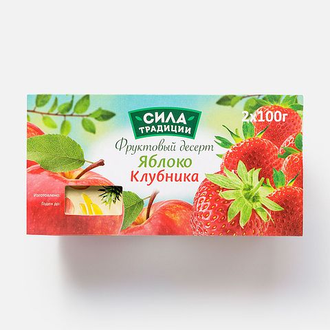 Изображение товара Фруктовый десерт Сила традиции, яблоко и клубника, 2x100 г