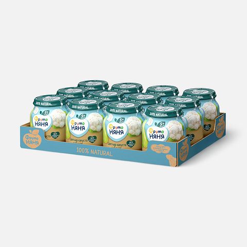 Изображение товара Овощное пюре ФрутоНяня, цветная капуста и кабачок, с 5 месяцев, 12x110 г