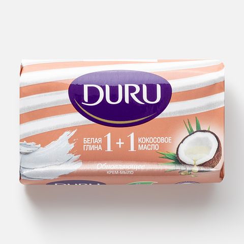 Изображение товара Крем-мыло Duru 1+1, белая глина и кокосовое масло, 80 г