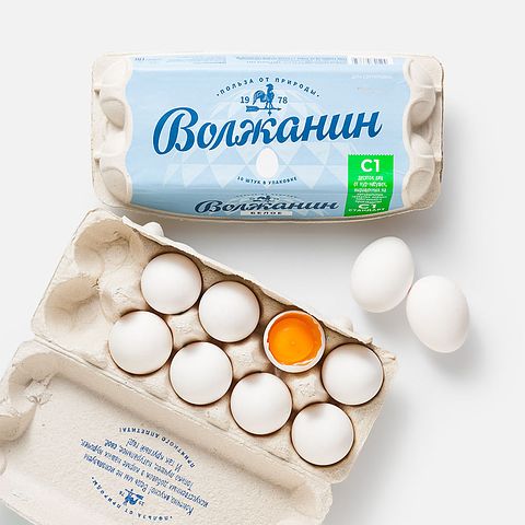 Изображение товара Куриное яйцо Волжанин, С1, белое, 10 шт.