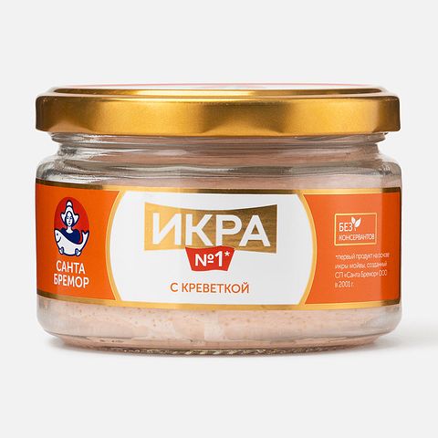 Изображение товара Икра мойвы Санта Бремор, деликатесная, с креветкой, 180 г