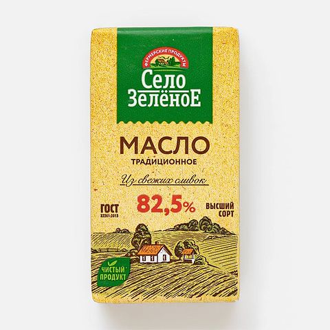 Изображение товара Сливочное масло Село Зелёное, 82,5%, традиционное, 175 г