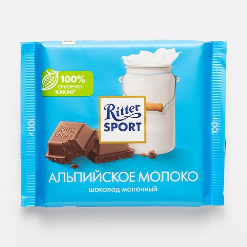 Изображение товара Молочный шоколад Ritter Sport, альпийское молоко, 30% какао, 100 г