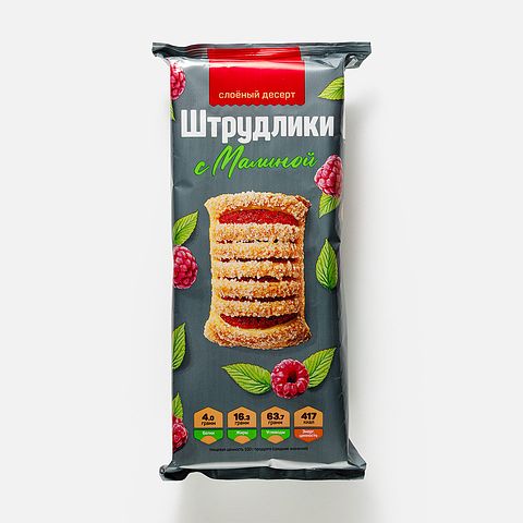 Изображение товара Печенье Полёт Штрудлики слоёный десерт, с малиной, 200 г